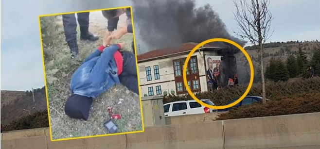 قوات الأمن تعـ.ـتقل شخصاًُ قام بإشـ.ـعال النار بصورة الرئيس أردوغان في أنقرة (صور)